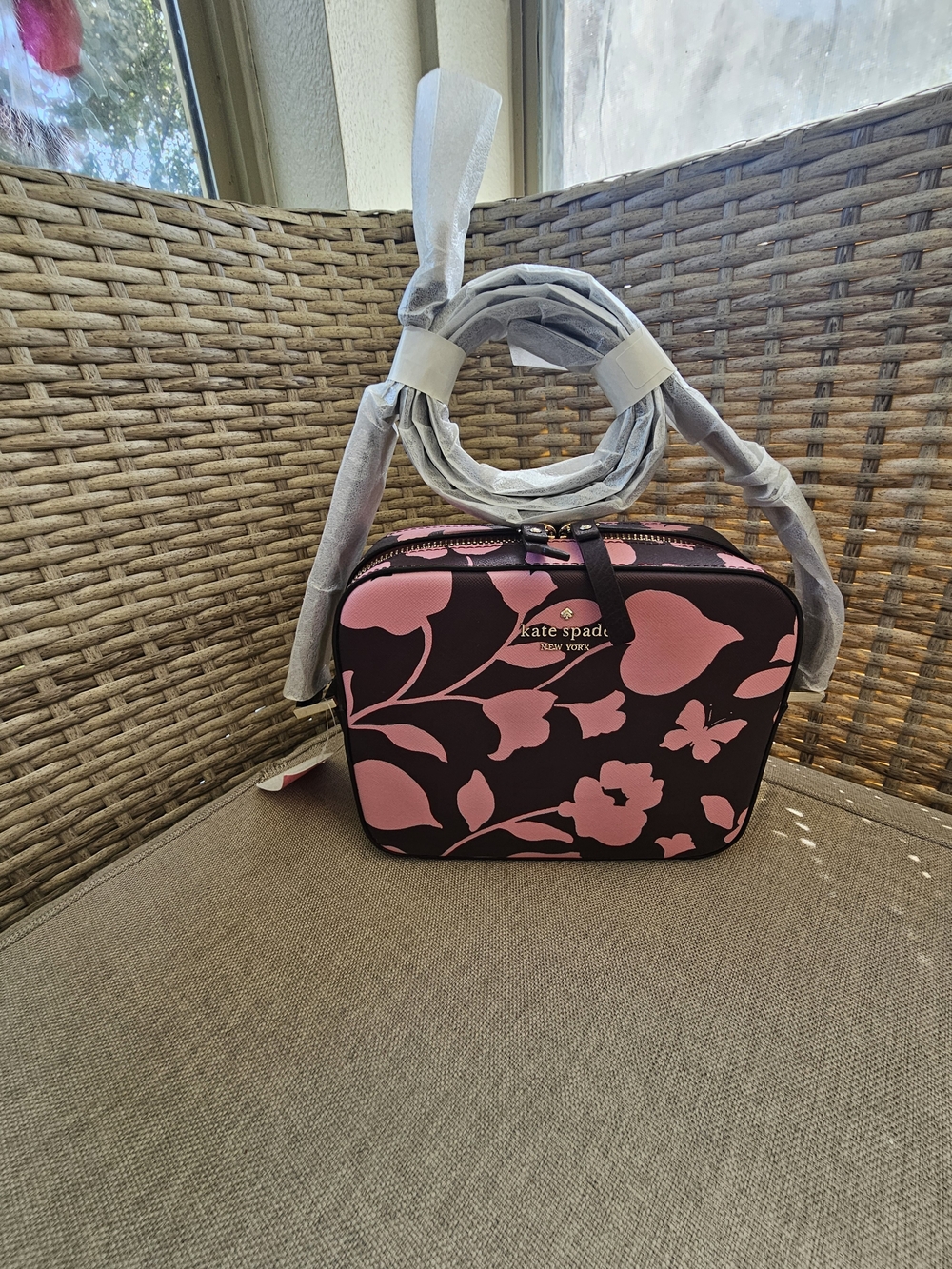 Kate Spade Floral Pink and Black Crossbody Bag